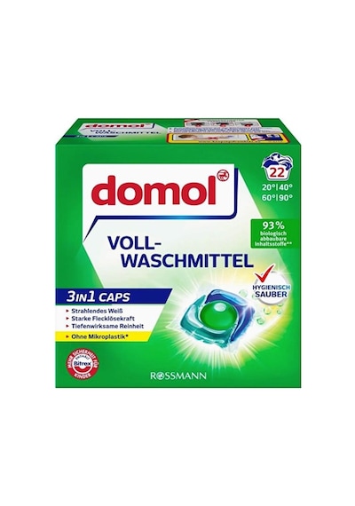 Rossmann Domol 3in1 Beyaz Çamaşır Makinesi Deterjan Kapsülü 500 G