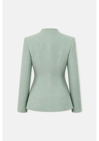 Thalure Kadın Mint Yeşili Yakasız Tüvit Blazer