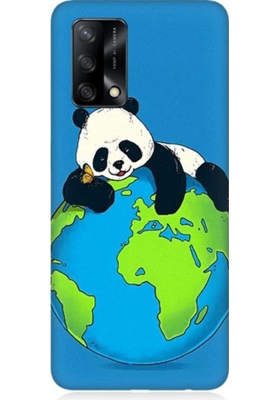 Oppo A74 Uyumlu Yorgun Panda Ve Dünya Desenli Silikon Kılıf