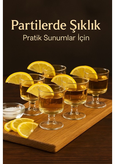 6 Adet Şık Ayaklı 50 Ml Tekila & Tatlı Bardağı