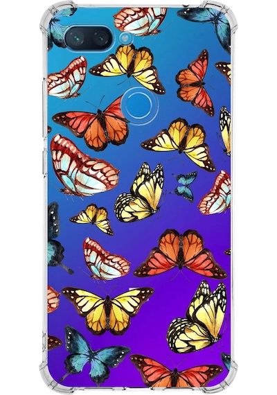 Prinrify Xiaomi Mi 8 Lite Uyumlu Water Color 2 Baskılı Şeffaf Köşe Korumalı Antişok Kılıf