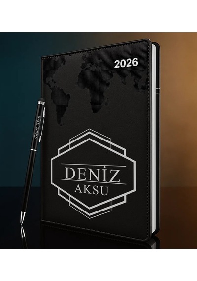 Bk Gift Kişiye Özel İsimli Termo Sert Kapak 2026 Siyah Ajanda & Kalem -4, Öğretmenler Günü Hediyesi, Yeni İş Hediyesi 35337 Bk Gift Renkli