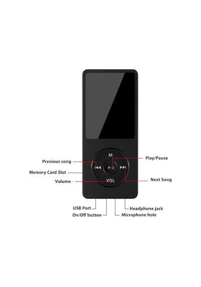 1049mp 8gb Hafıza Kartı  Ekranlı Mp3 Çalar Dahili Hoparlör Fm Radyo Bluetooth Müzik Çalar