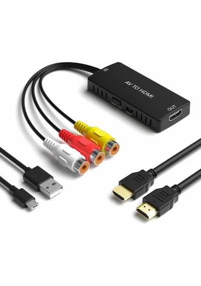 Av To Hdmı Dönüştürücü Çevirici + Hdmı Ve Rca Kablo Seti