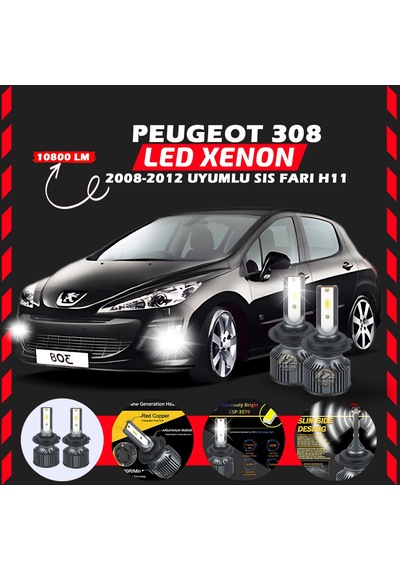 Peugeot 308 2008-2012 Sis Farı Uyumlu Şimşek Etkili Led Xenon Premium Series H1