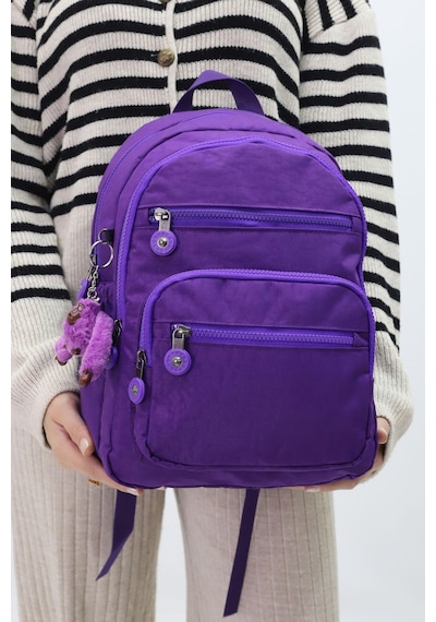 Probag Sevimli Peluş Figürlü Günlük Kadın Sırt Çantası Şık, Kullanışlı, Okula Ve Seyahate Uygun Mor