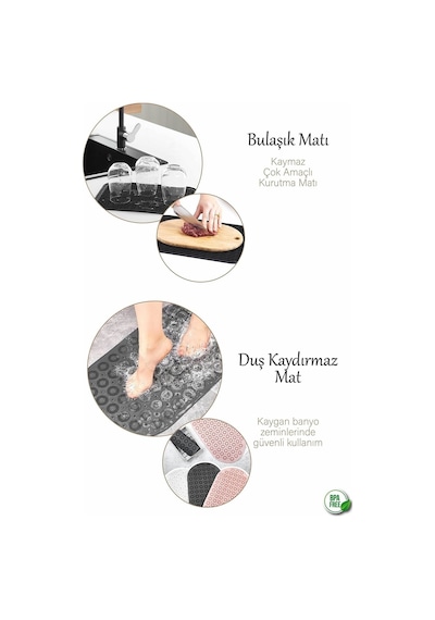 4 Parça Silikon Set bulaşık Matı Lavabo Süzgeci Askılı Süngerlik Masajlı Duş Kaydırmazı