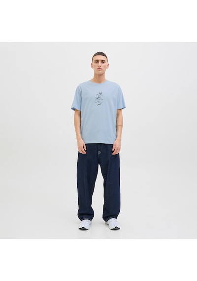 Jack & Jones Jack&jones Relax Erkek Mavi Bisiklet Yaka Tişört Mavi