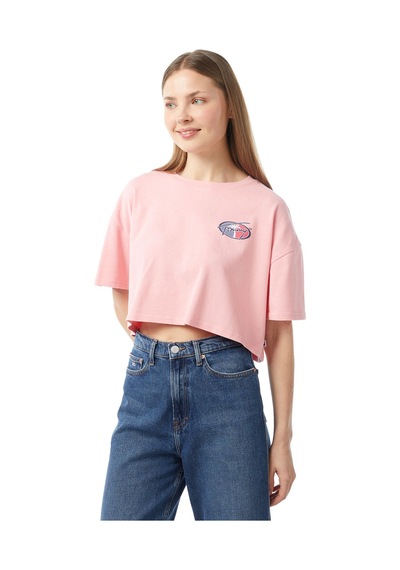 Tommy Hilfiger Tommy Jeans Ovs Crp Archive Ext Kadın Pembe Crop T-shirt