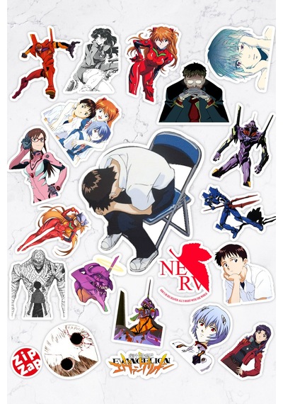 Neon Genesis Evangelion Shinseiki Evangelion Anime Yapışkanlı Folyo Sticker Paketi 20 Adet Çok Renkli