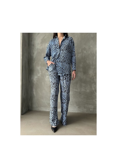 Verymoda Puantiyeli Pantolon F1468 Mavi Puantiyeli