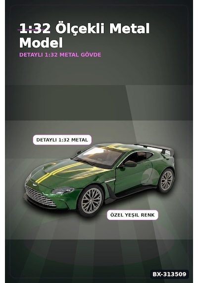1:32 Metal Aston Martin Vantage Çek Bırak Araba - Diecast Model, Koleksiyonluk Oyuncak Bx-313509 Çok Renkli