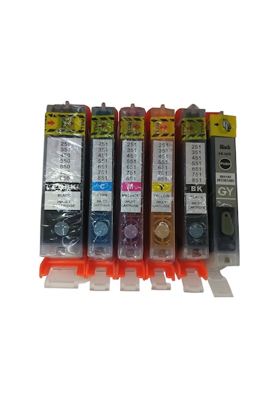 Canon Mg7500 Mg7550 Uyumlu Kolay Dolan Kartuş+6x100ml Mürekkep 6 Renk Dolu