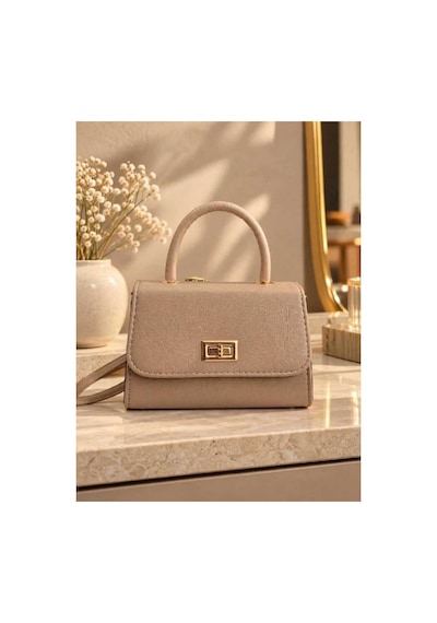 Names Bag Aura-gold Kilitli Tek Saplı Kadın Mini El Ve Omuz Çantası Krem