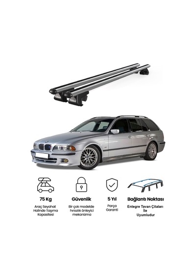 Venüs Bmw 5 Series Touring E39 2000-2004 Uyumlu Gri Ara Atkı Port Bagaj Tavan Barı