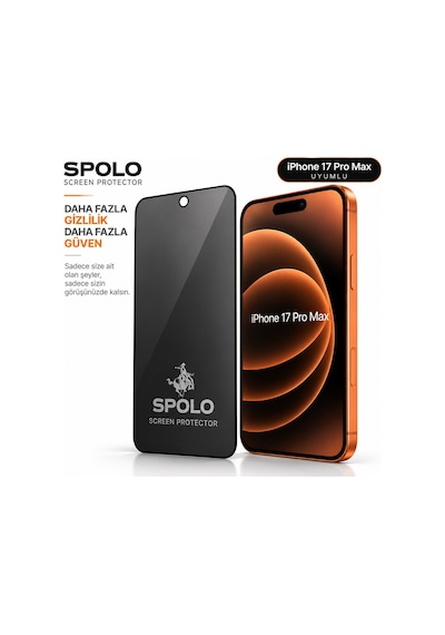 Spolo Apple iPhone Uyumlu  17 Pro Max Hayalet Ekran Koruyucu Gizlilik Camı Yan Görüş Önleyici
