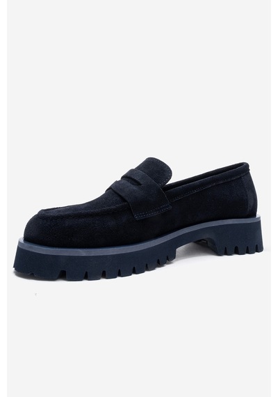 Luvishoes Vıonel Koyu Lacivert Süet Hakiki Deri Kadın Loafer Ayakkabı Lacivert