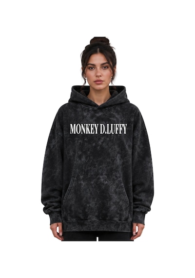 Sevbano Wanted Monkey D. Luffy One Piece Anime Baskılı Unisex Oversize Yı Siyah
