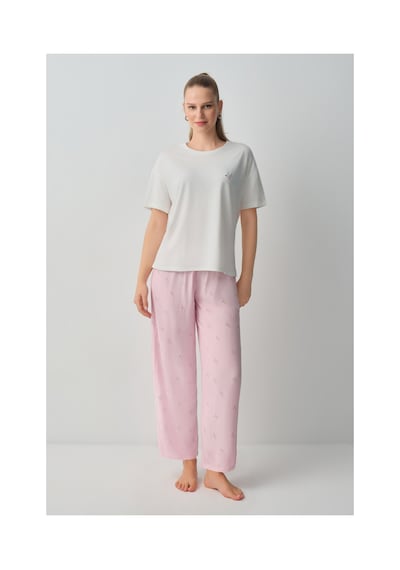 Suwen Jade Pamuklu Pijama Takımı Wsh10510023919 Pembe