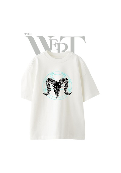 Thewert Baphomet Tasarım Baskılı Ünisex Beyaz Oversize T-shirt