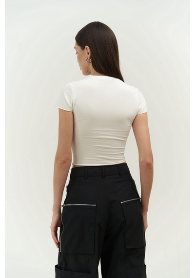 Mai Collection 2726 - Now Or Never Beyaz Penye Crop