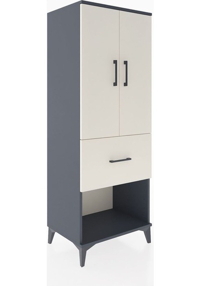 Hyperion Dolap 3 Raflı Tek Çekmeceli 2 Kapaklı 60x44x163 Antrasit-aytaşı Antrasit