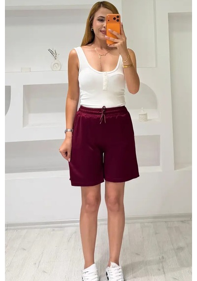 Fiolin Soft Touch Modal Kumaş Şort Bordo