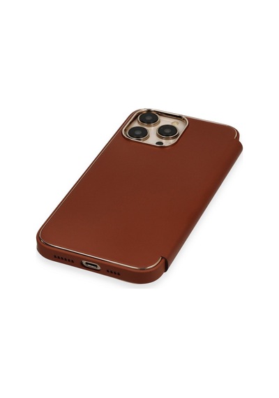Newface - 985 - İphone 14 Pro Max Kılıf Dolpin Kapaklı - Edntrend - - Kahverengi