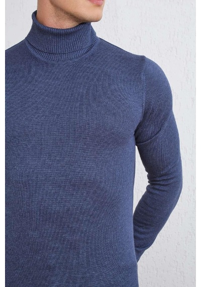 Slimfit Boğazlı Likralı Erkek Triko Kazak 001