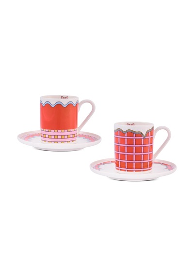 Aryıldız Lura 4 Parça 2 Kişilik Kahve Fincan Takımı Turuncu 90 Ml Çok Renkli