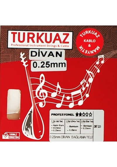 Turkuaz DBT225 Divan Bağlama Teli 0.25 Bambam lı Takım Tel 025