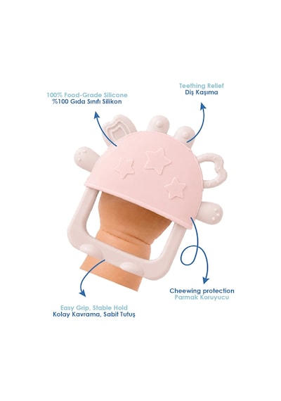 Babyjem Crabby Tutma Halkalı Silikon Diş Kaşıyıcı Pembe