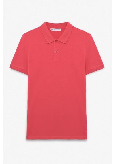 Grimelange SKYLOOM Erkek %100 Pamuk Kısa Kollu Regular Fit Nar Çiçeği Polo Yaka T-shirt