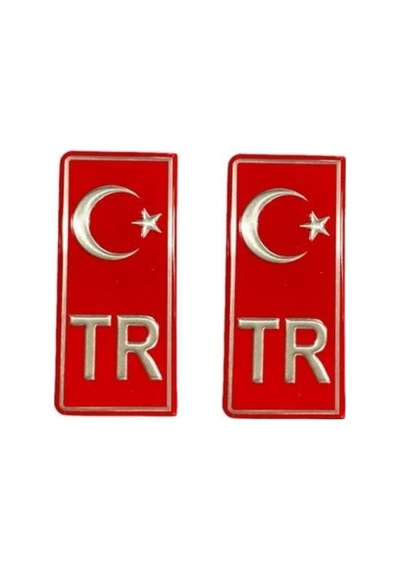 Türkiye Bayrağı Tr Plaka Sticker Yapıştırma Çıkartma 2'li Set Araç Ön Ve Arka Plakalık Etiketi