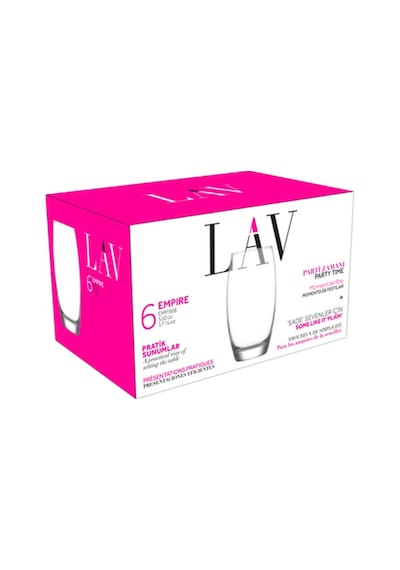 Lav Empire Cam Meşrubat Bardağı 6'lı 510 ml (Büyük Su Bardağı/Kokteyl Bardağı )