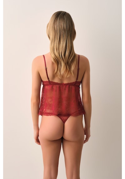 Suwen Passion Dantelli İnce Askılı Atlet St4451607102 Bordo