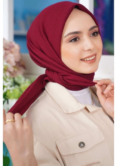 Melodi Scarf Kadın Tesettür Mio Caz Eşarp Hijab Bordo Bordo