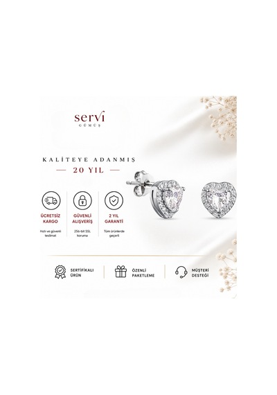 Servi 925 Ayar Gümüş Heart Elegance Küpe-18