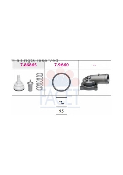 Vw Touran 1.4 Tsı Bmy Cavc 06→ Termostat 95 Derecec 03c121110g Facet