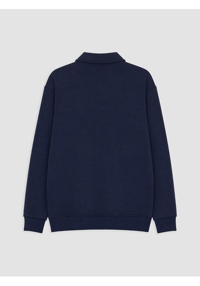 Lcw Vision Lacivert Polo Yaka Erkek Kalın Sweatshirt