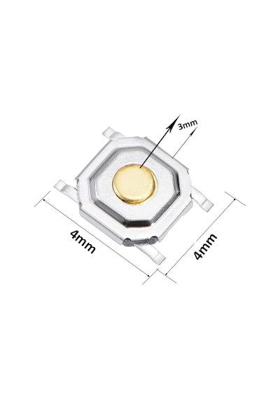 Koodmax-Metal Push Button 4X4 2Mm Buton Bakır Kafalı 4 Bacaklı 10/25/50 10 Adet