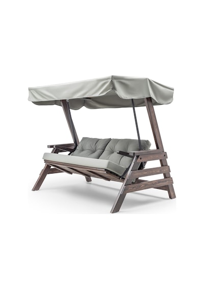 Belek Swing Ahşap Dış Mekan Bahçe Balkon & Teras Salıncağı Gri