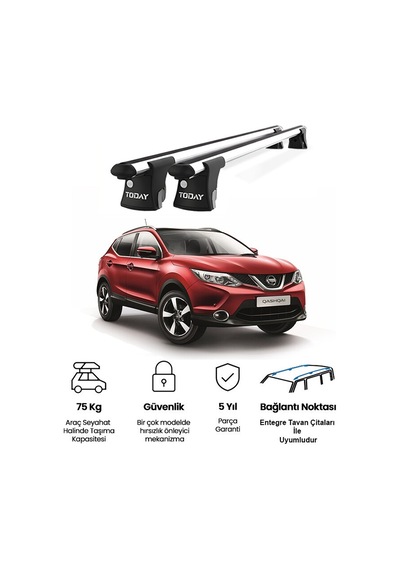 Trio-ı Missan Qashqai +2 2008-2013 Uyumlu Kilitli Ara Atkı 135cm Port Bagaj Tavan Barı