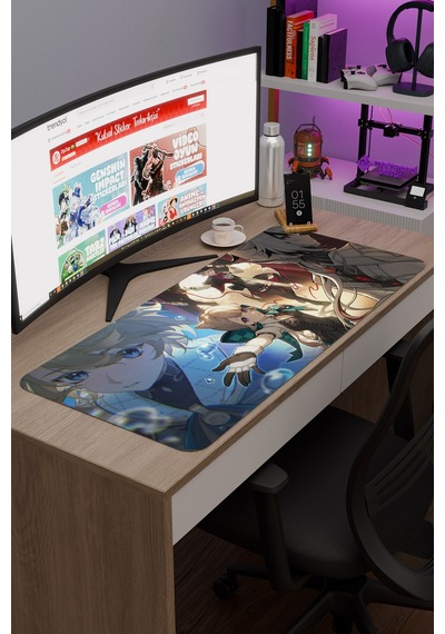 Lynette Genshin Impact Anime Oyuncu V2 - 90x40 Xxl Gaming Mouse Pad Fare Altlığı