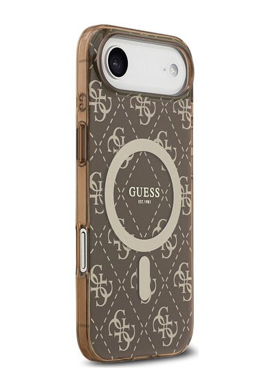 Apple Uyumlu iPhone 17 Air  Kılıf Guess Lisanslı M-safeli Iml Baskılı Klasik Logolu 4g Desenli Kahverengi Kahverengi