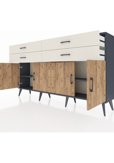 Arges Konsol 2 Raflı 4 Çekmeceli 8 Kapaklı 176x30x99 Antrasit-çam Antrasit-çam/aytaşı Arges Konsol 2 Raflı 4 Çekmeceli 8 Kapaklı 176x30x99 Antrasit-çam Antrasit-çam/aytaşı