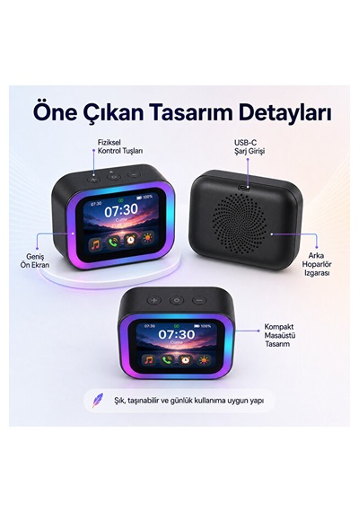 Yapay Zeka Sesli Asistan Destekli Akıllı Bluetooth Hoparlör Dokunmatik