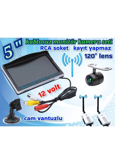 5 İnç Monitör Ve Kablosuz Kelebek Kamera 12 V Kayıt Yapmaz