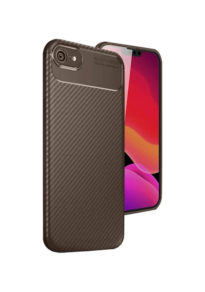 Apple iPhone 17e Uyumlu Kılıf Karbon Tasarım Kamera Korumalı Silikon Telefon Kılıfı Kapak Kahverengi