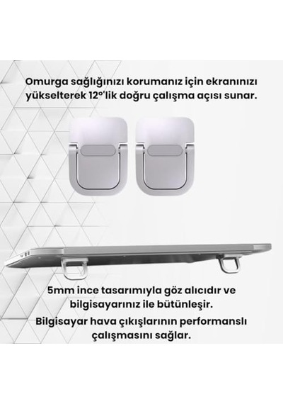 2 Adet Yapışkanlı Katlanılabilir Laptop Standı Portatif Macbook Bilgisayar Laptop Stand Ayagi Siyah